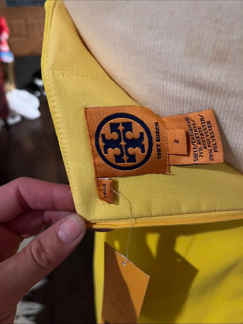 Tory Burch Strapless Lemon Yellow Bow-Front Dress